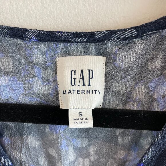 GAP Maternity Blue Leopard Print Midi Dress - Size Small - Picture 6 of 14